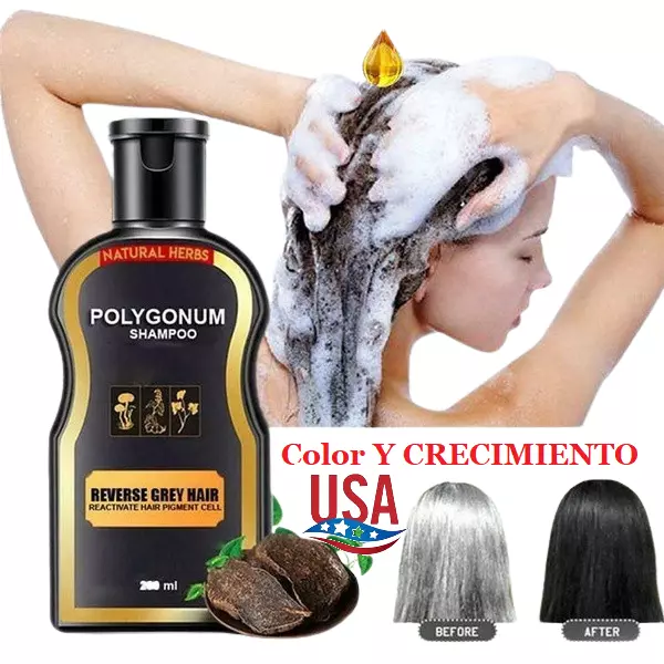 Champu Para Cubrir Canas Cabello Negro Hierbas Naturales Brillo Y Crecimiento