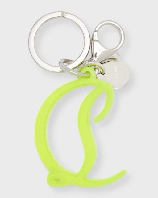 Christian Louboutin NWT Logo Gomme Bright Yellow Key Chain Fob Ring Retail $290