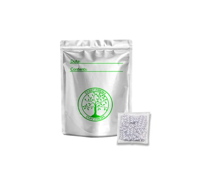 25 PCS , Quart , (4 cups) , Mylar Bags With Oxygen Absorbers , (200cc) , 6"x9"