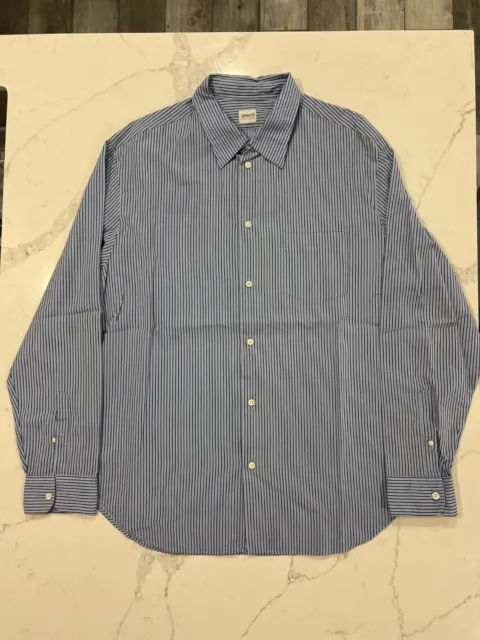 Armani Collezioni Men's L/S Blue Striped Shirt XXL