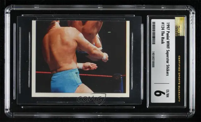 1997 Panini WWF Superstars Album Stickers The Rock Rocky Maivia #124 CSG 6