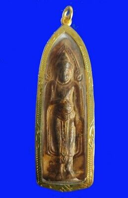 Phra Ruang Khmer Buddha Gold Micron Pendant Ancient Angkor Thai Buddhist Amulet