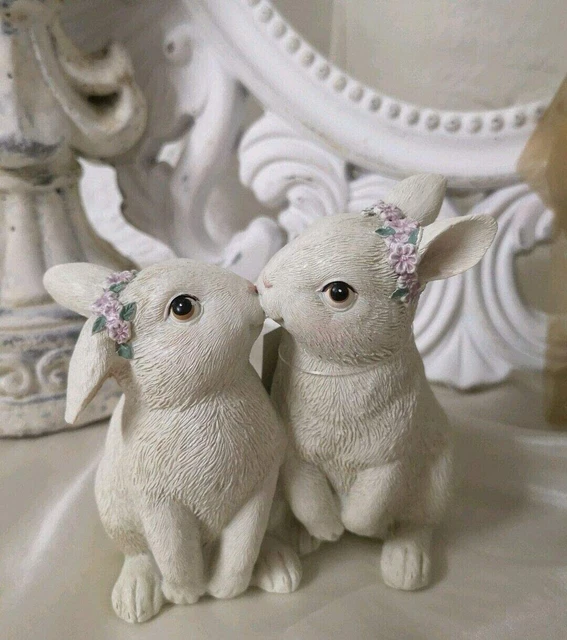 Osterhasenpaar Lepre Corona di Fiori Pasqua Decorazione Shabby Landhaus 10cm