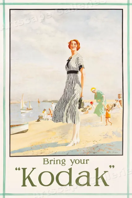 1920s “Bring your Kodak” Vintage Style Beach Travel Poster - 24x36