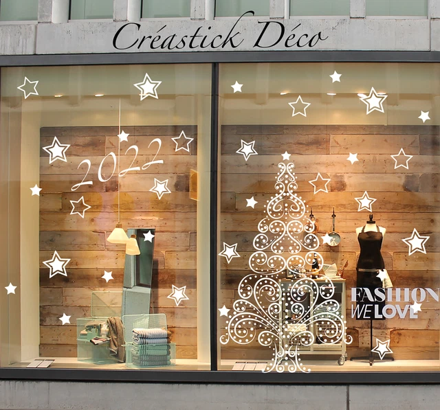 DECO NOËL SAPIN STICKER autocollant, vitrine de magasin ou mural + 31