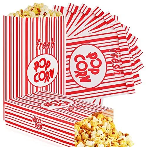 Paper Popcorn Bags Flat Bottom Popcorn Bags 2 oz Disposable Film Popcorn Bags...
