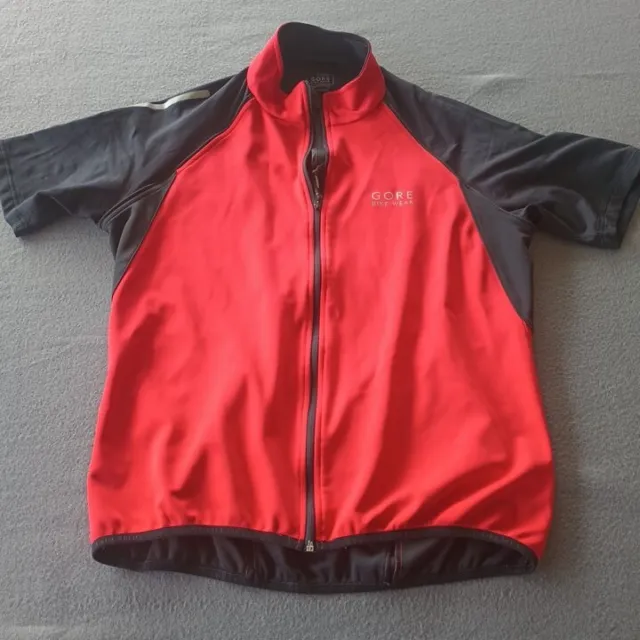 Gore Bike Wear Jacket Mens Large Red Windstopper Soft Shell Detachable Sleeves