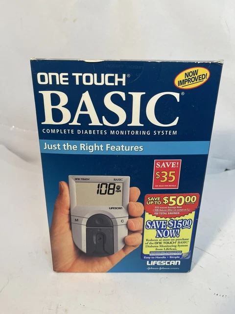 Sistema básico de prueba de monitoreo de diabetes Lifescan One Touch Johnson & Johnson