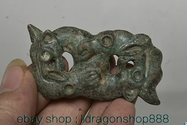 6CM Collection Rare Vieux Bronze Chinois Dynastie Palace Beast Face Pendentif