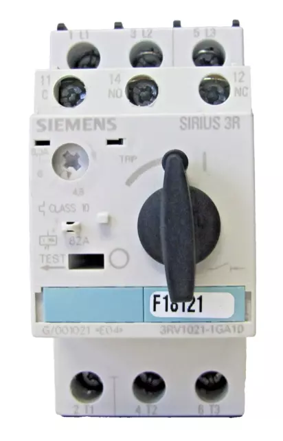 Siemens 3RV1021-1GA10 Manual Motor Starter Circuit Breaker 6.3 Amps 6.3A