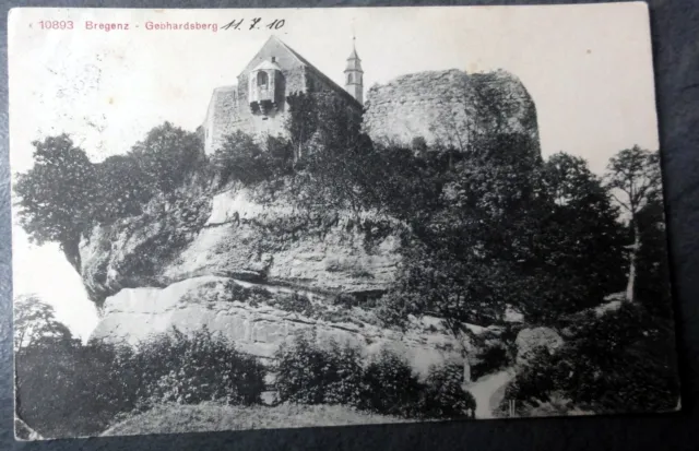 Uralte AK Bregenz Gebhardsberg gelaufen 1910