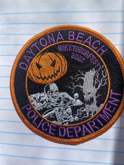 Daytona Beach Florida Police Dept 2022 Halloween Biketoberfest Patch GlowsINdark