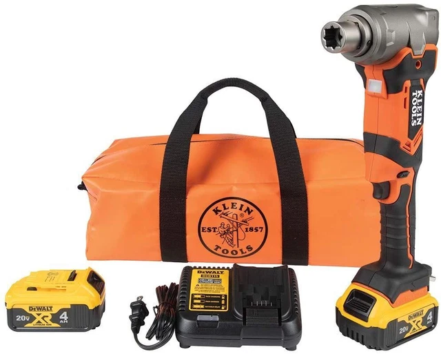 Klein Tools BAT20LW1 Right-Angle Impact Wrench Kit, 300 ft-lb