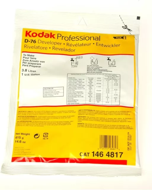 KODAK CHEMICAL DEVELOPER D-76 for 1 gallon (powder) ASANUMA 1464817