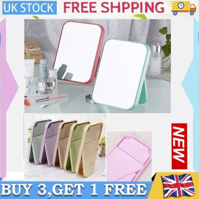 Cosmetic Square-Shape Hand Mirror Held Vanity Fold Mirror Standing Makeup Dreser