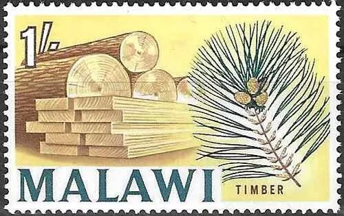 Timbre Flore Industrie du bois Malawi 8 * (66403DJ)