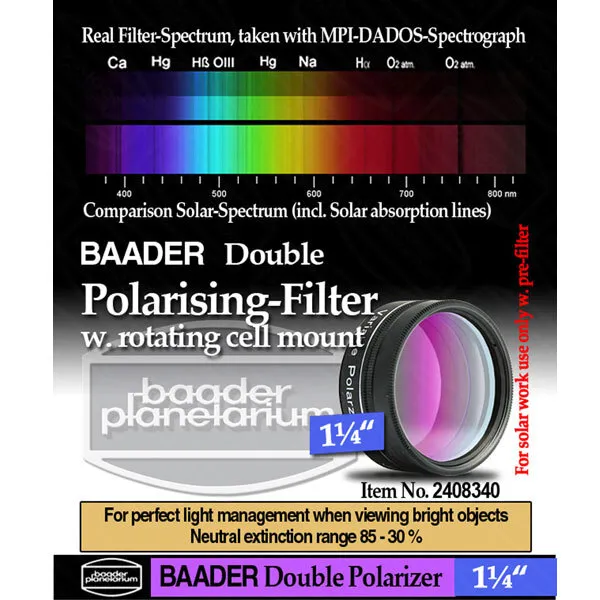 Filtro de doble polarización Baader 1,25" con célula de filtro giratorio FPOL-1D 2408340