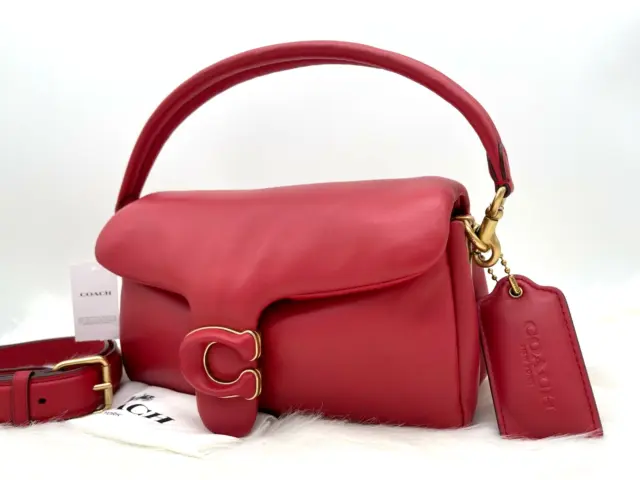 AUTH NWT $550 COACH Pillow Tabby 26 Red Apple Leather Top Handle Shoulder Bag