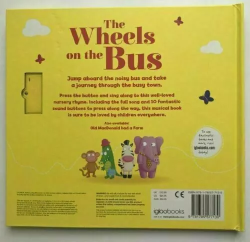 The Wheels On The Bus Sound Book With 11 Amazing Sounds Kids Age 0 Month+ New !! 2