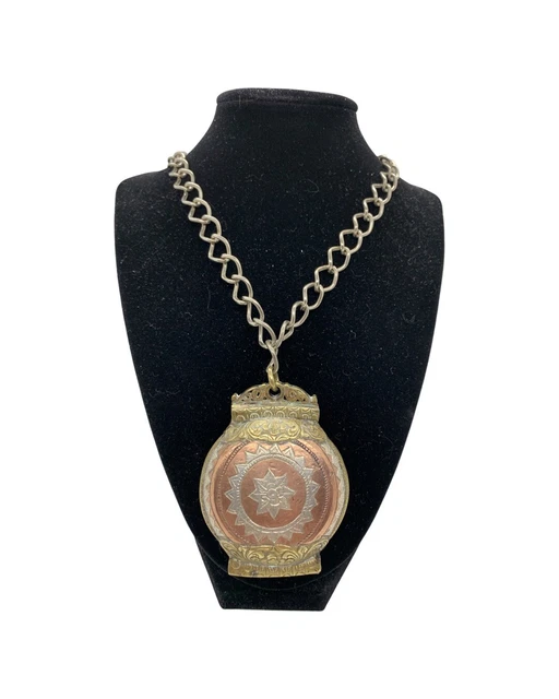 Antique Betel Nut LIME CONTAINER Inlaid Silver Copper Brass Sri Lanka Necklace