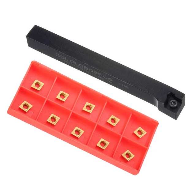 SCLCL 0808F06 8mm CNC External Carbide Turning Tool Holder + 10Pcs CCMT060204