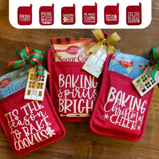 Red Decorative Oven Mitts Durable Christmas Decorative Tool  Christmas
