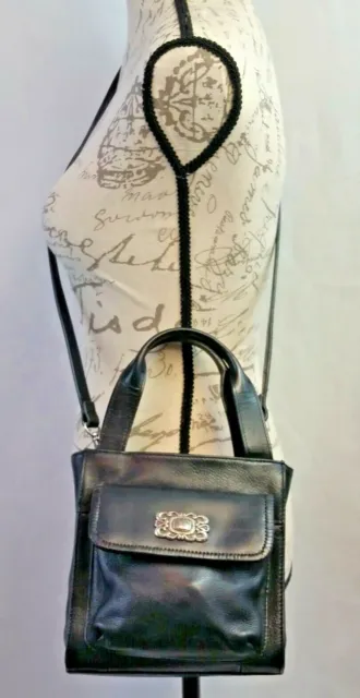 Vintage Fossil Black Pebble Leather 1954 Small Shoulder Bag Handbag Cross Body
