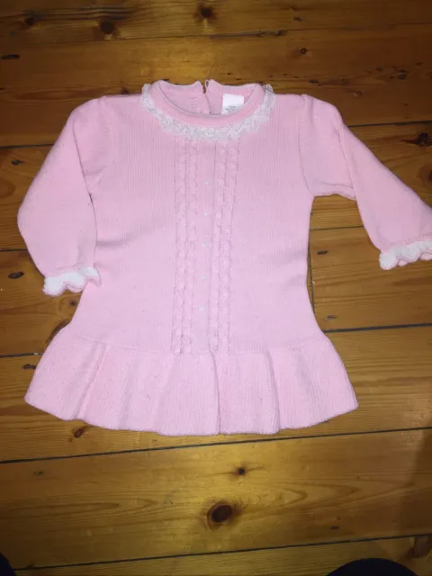 Robe tricotée espagnole rose bébé fille 18M