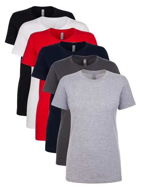 Next Level Donne Fidanzato Blu Bianco Rosso Nero Grigio Cotone Maglietta