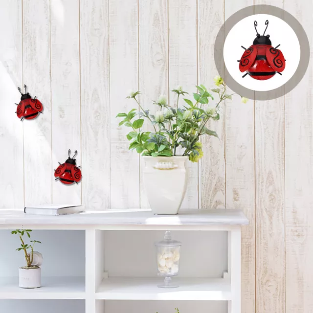 Metal Garden Ornament Ladybug Wall Plaque Iron Beetle Hanging Insect