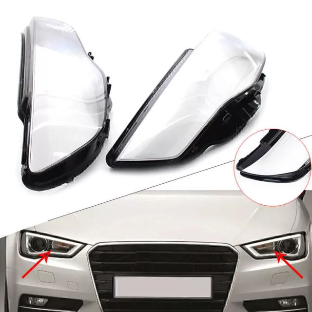 Headlight Lens Cover Fit For Audi A3 13-2016 Auto Shell Clear Lampshade Pair US