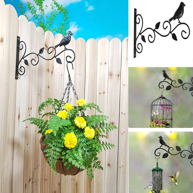 2 Pcs Hanging Bracket 12'' Wall Hook Hanging Brackets Black Indoor/Outdoor