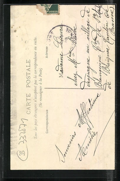 CPA Sainte-Foy-la-Grande, Passepartout auf Segel 1908 2