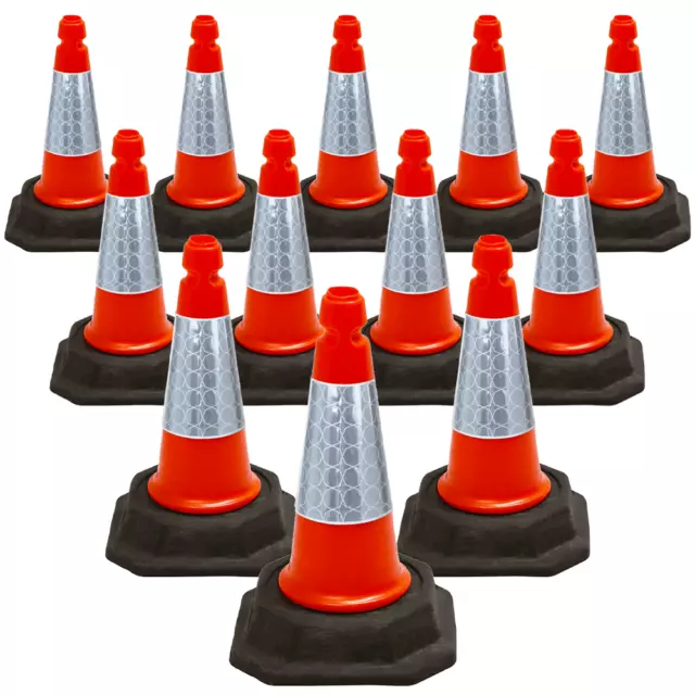 Traffic Road Cones 18" 460mm Pack of 12 Self Weighted Heavy Duty Safety Cone