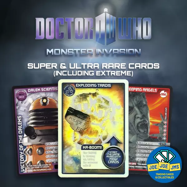 BBC Dr Doctor Who Monster Invasion SUPER & ULTRA RARE Cards incl. Extreme Pick!