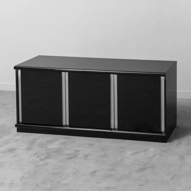 Sideboard Credenza Legno Nero Lucido Cidue Design Anni '70 Vintage Modernariato