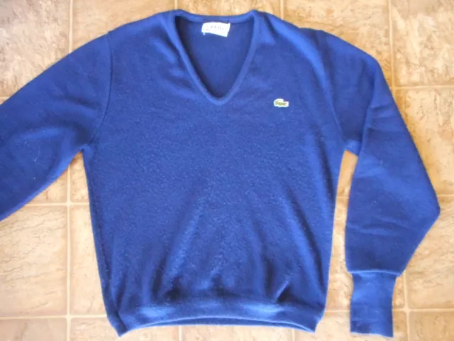 VINTAGE IZOD LACOSTE Blue Sweater 1980's? Alligator Patch Preppy Large ...