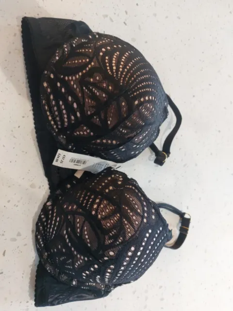 Bnwt Ann Summers 34d Black Lace Effect Bra Ideal Gift