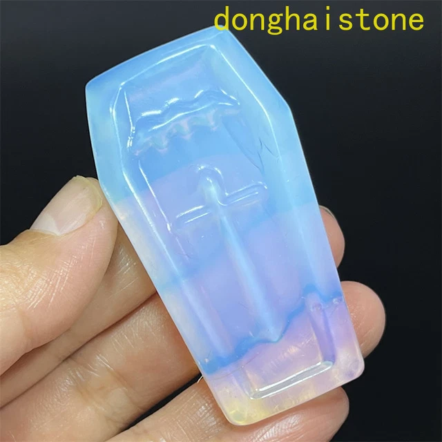 Hand carved Opalite Quartz Coffin Skull Quartz Crystal Skull Reiki Healing 1pc