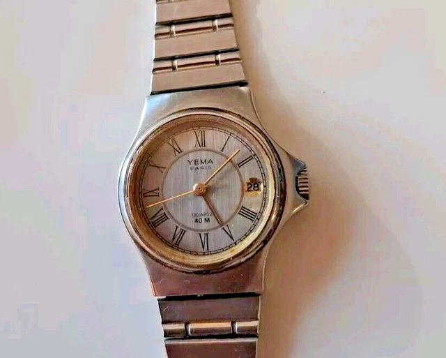 Montre Yema Paris Quartz Vintage 1984 - Femme - Acier Inoxydable - À Remettre En Marche