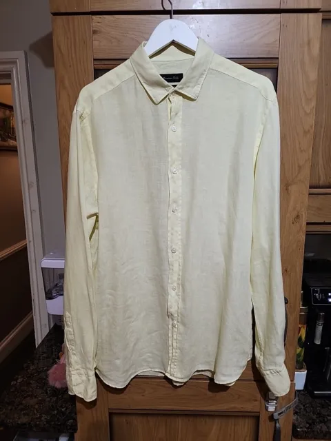 MASSIMO DUTTI Mens Size  Large  Yellow Long Sleeve Shirt