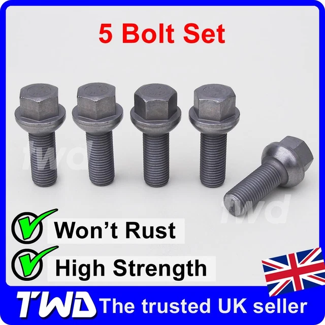 5X WHEEL BOLTS VW TRANSPORTER T4 T5 T6 FIT) ALLOY LUG NUTS