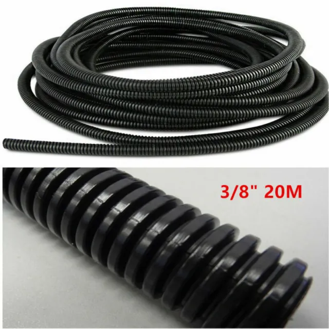 65' Feet 3/8" Black Split Loom Wire Flexible Tubing Conduit Hose Auto Car Audio