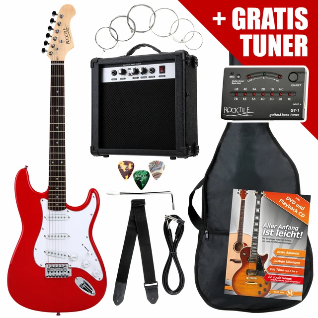 E-Gitarre Einsteiger Set + Stimmgerät Gigbag Tragetasche für werdende Headbanger