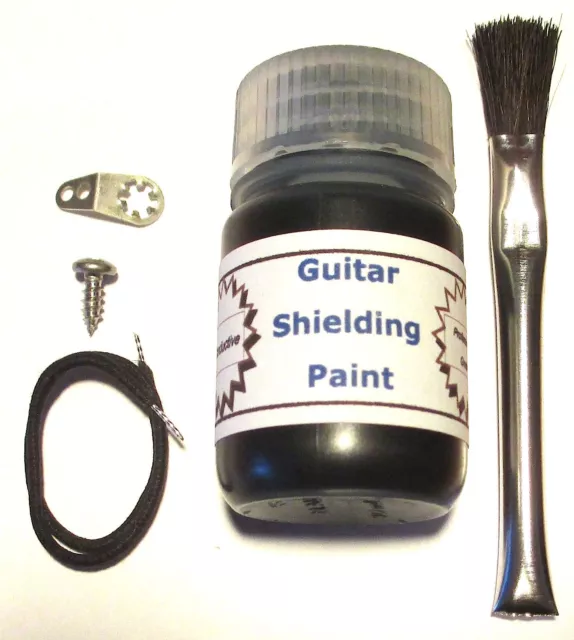 Professional Guitar Shielding Paint KIT Conductive w/ Brush, Wire, Screw Lug