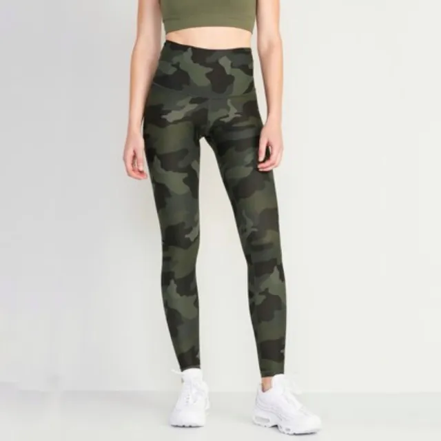 Old Navy Plus Size XXL Leggings High-Rise Camo Powersoft 7/8 Ankle Stretch Olive