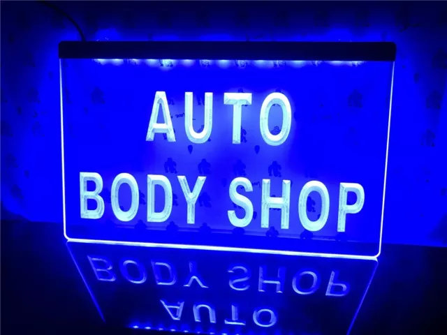 LED Bar Sign Auto Body Shop Car Neon Plaque Home Light Up Drink Pub Movie Signs