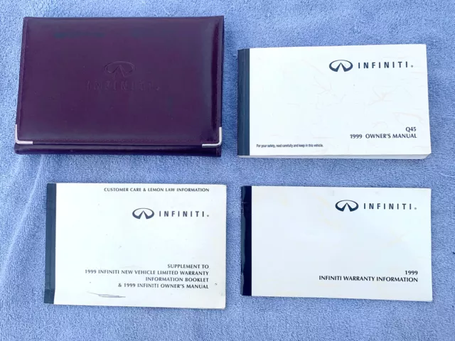 1999 Infiniti Q45 4pc Owners Manual User Guide Book Set w Leather Storage Case