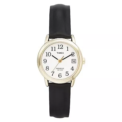 Women's Timex Easy Reader  Watch with Leather Strap- Gold/Black T2H341JT