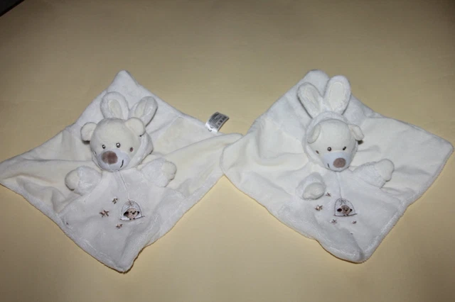Doudou Simba Toys 2 Ours Deguise En Lapin Plat Blanc Creme Oiseau Etoile Neuf